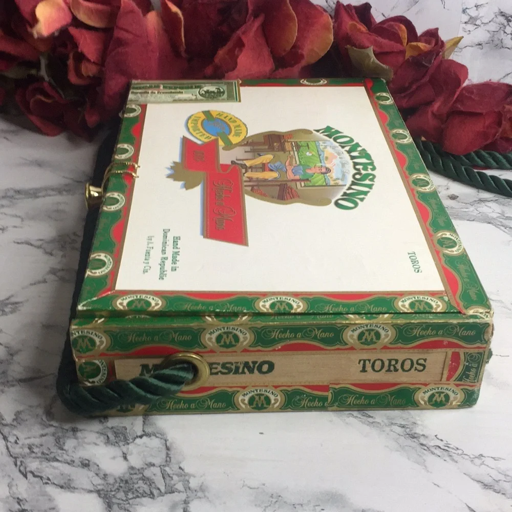 Vintage Montesino Upcycled Cigar Box Crossbody Bag